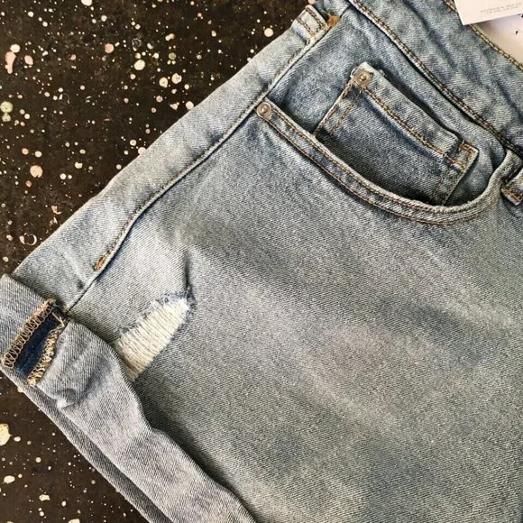 WeWoreWhat Revolve Low Rise Rolled Shorty Shorts Light Vintage Blue size 26